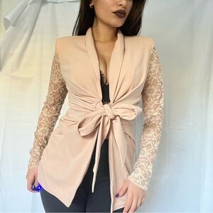 Chic Lace Sleeve Blush Cardigan